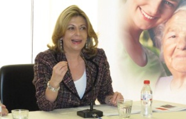 Madrid regional government minister Engracia Hidalgo lectures at Nuestra Casa retirement home