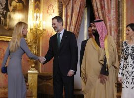 Esther Alcocer Koplowitz at the reception of the Crown Prince of Saudi Arabia, Mohamed bin Salman