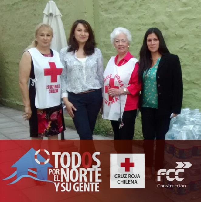 Employees from FCC Chile implement provisions for families affected by torrents in the north of the country