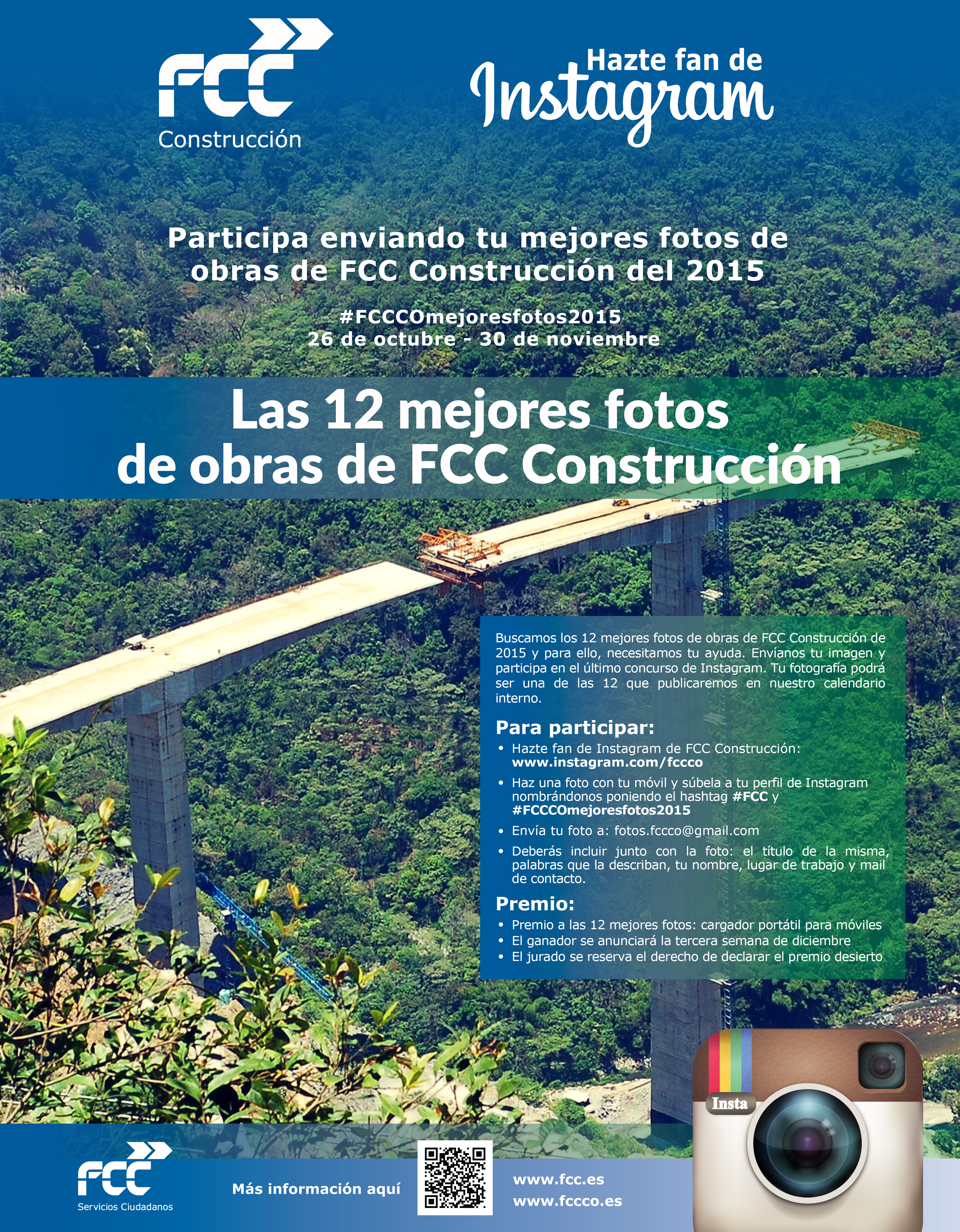Colabora con “ Las 12 mejores fotos de obras de FCC Construcción” para el calendario 2016 en Instagram